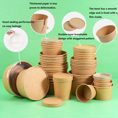Eco-friendly Disposable bowl Made of food grade kraft paper and PLA coating perfect for ice cream soups salads and more