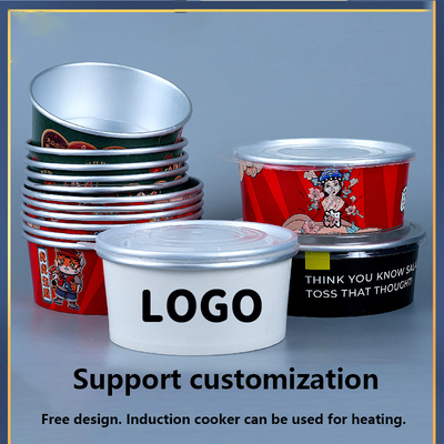 Customizable Disposable Bowl for Takeout Food Packaging with Custom Logo Printing and Aluminum Foil and Cardboard Material