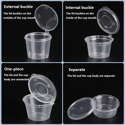 Disposable bowl for food delivery packaging sauces seasonings side dishes with integrated design and transparent color