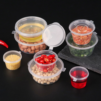Disposable bowl for food delivery packaging sauces seasonings side dishes with integrated design and transparent color