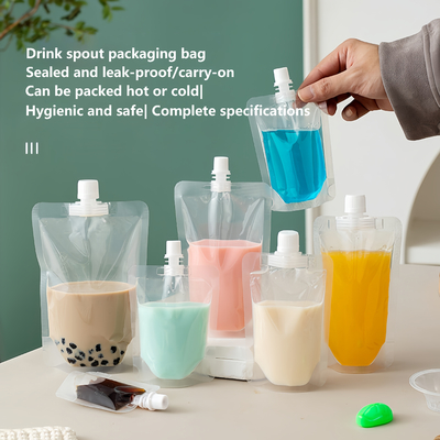 Transparent disposable finished product bag suction bag milk tea yogurt soy milk traditional Chinese medicine liquid packaging bag self-supporting beverage bag