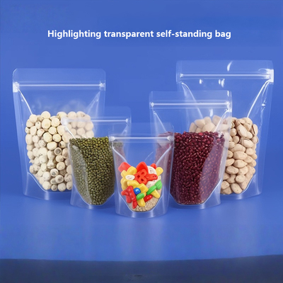 High-Gloss Transparent Stand-Up Pouch Finished Bags with Customizable Specifications in Large Stock