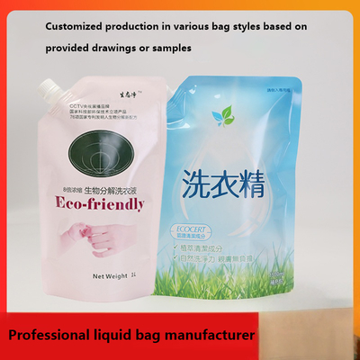 Manufacturer's laundry detergent packaging bag with spout 2kg 1kg self-supporting finished product bag customization