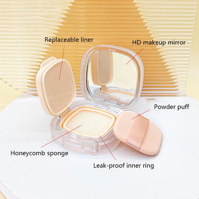 15g Square transparent matte air cushion Cosmetic packaging for Loose powder with Hot stamping and Injection molding