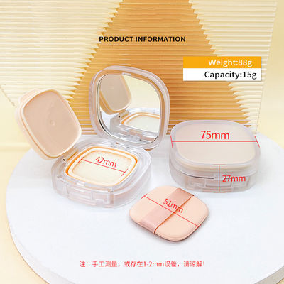 15g Square transparent matte air cushion Cosmetic packaging for Loose powder with Hot stamping and Injection molding