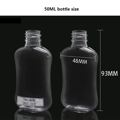 50ml PET Cosmetic packaging with 20mm neck diameter and 93mm height available for daily chemical products