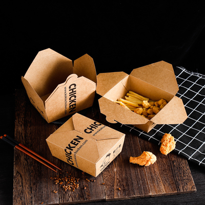 Disposable Kraft Paper Lunch Box LOGO Takeaway Package Salad Snack Fried Chicken Box French Fries Box