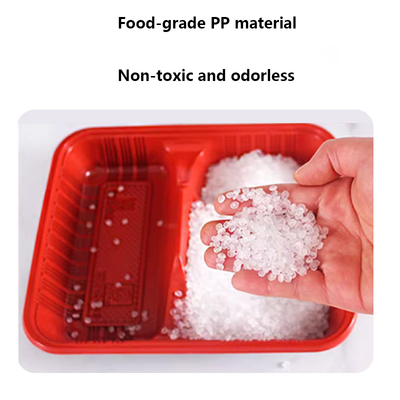Disposable lunch box with lid rectangular compartment takeaway box red and black