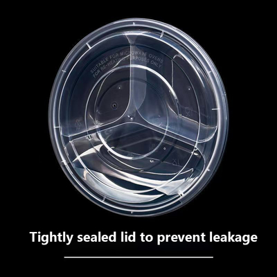 Disposable bowl 838 Round Three-Compartment Packaging Box for -20 deg C-120 deg C Temperature and Food-Grade PP and Freezer-Safe