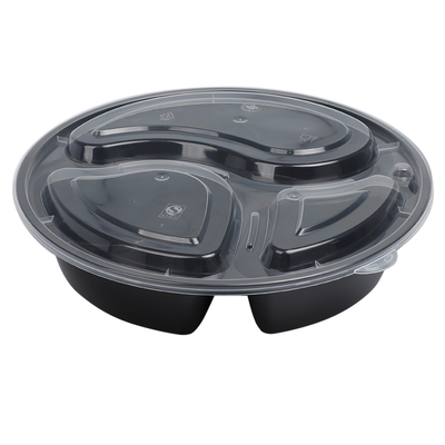 Disposable bowl 838 Round Three-Compartment Packaging Box for -20 deg C-120 deg C Temperature and Food-Grade PP and Freezer-Safe