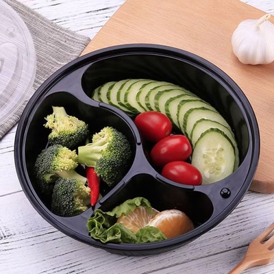 Disposable bowl 838 Round Three-Compartment Packaging Box for -20 deg C-120 deg C Temperature and Food-Grade PP and Freezer-Safe