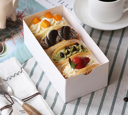 Cake Tart Cardboard Food Packaging Box 17.6x8.5x6.6cm Small White Cardboard Boxes