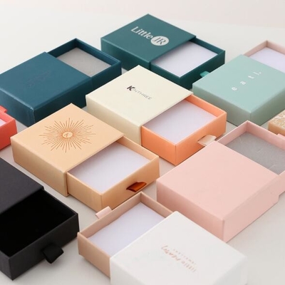 Square Small Jewelry Packaging Boxes 250gsm Cardboard Paper Drawer Box