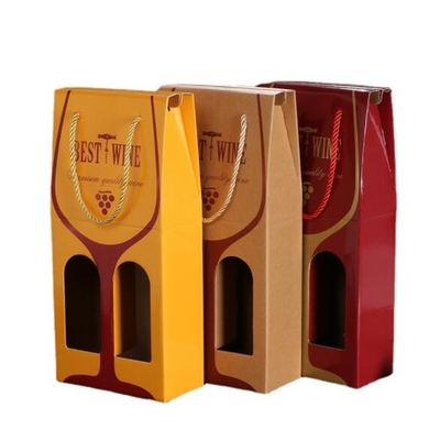 Wine Biodegradable Packaging Box Rectangle Shape Custom Logo Pattern