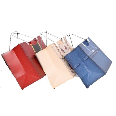 Coated 300gsm Cardboard Gift Bags Eco Friendly With Stainless Steel Handle