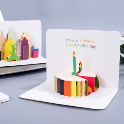 Happy Birthday Personalised Printed Cards 105x145mm White Cardboard 3D Pattern