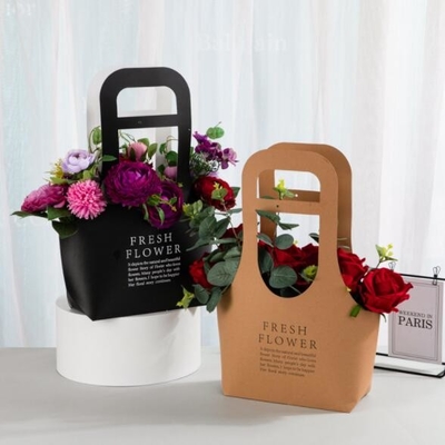 ODM Basket Shape Cardboard Gift Bags 31x10x41CM Kraft Paper Flower Bags