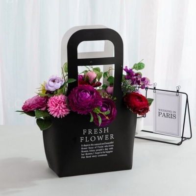 ODM Basket Shape Cardboard Gift Bags 31x10x41CM Kraft Paper Flower Bags