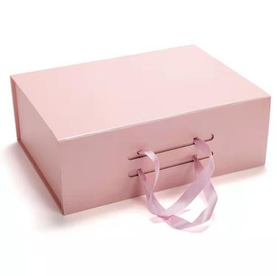 297x224x107mm Shoe Packaging Boxes Foldable Cardboard Boxes With Ribbon Handle