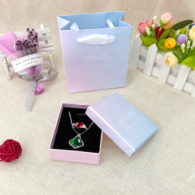CMYK Travel Organizer Pink Paper Jewelry Box With Lid Custom Logo