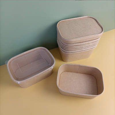 Kraft Paper Takeaway Lunch Box Biodegradable Salad Fruit Food Container With Lid