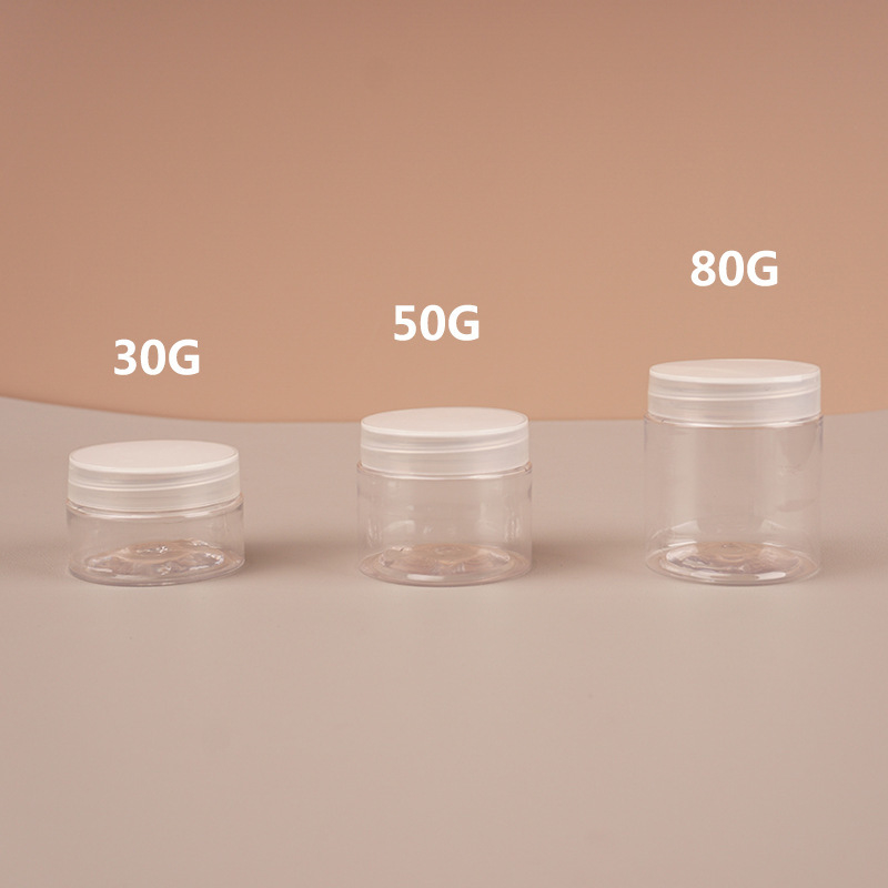 30g 50g 60g wide mouth transparent cream jar, facial mask packaging bottle, cosmetic packaging material, powder bottle