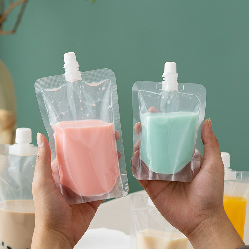 Transparent disposable finished product bag suction bag milk tea yogurt soy milk traditional Chinese medicine liquid packaging bag self-supporting beverage bag