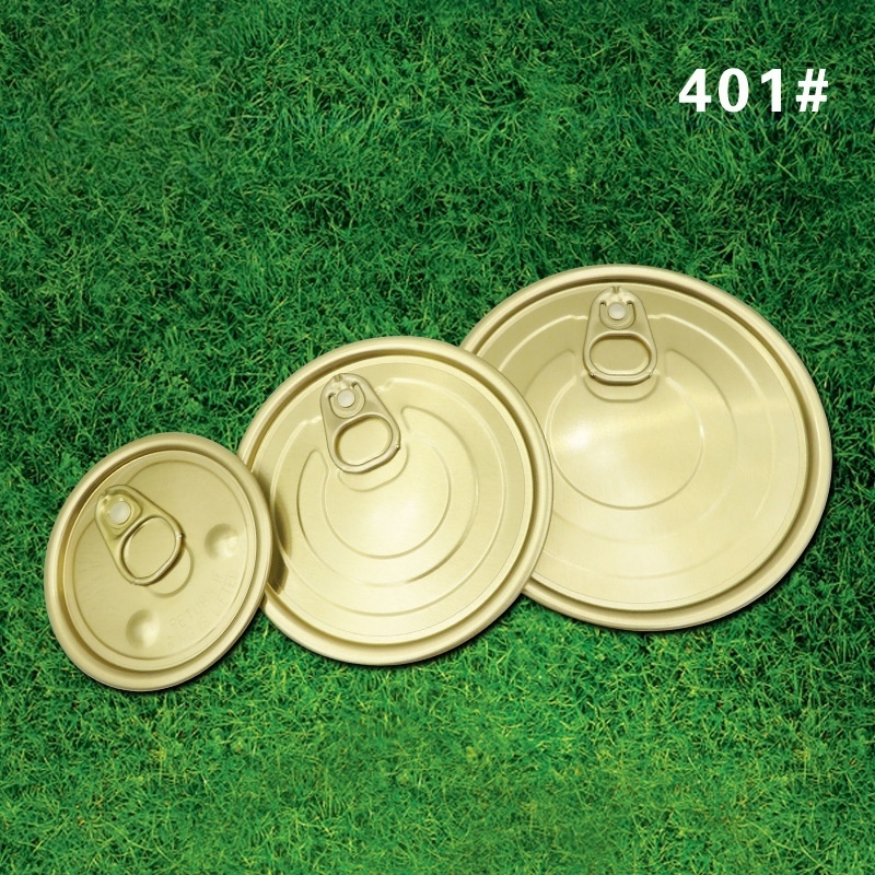 Yellow and White Coated Can Lids for Easy-Open Packaging 401 Size 63mm Diameter Customizable Design Material Choice