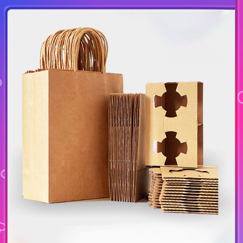 Finished Bags for Advertising and Promotion Paper Bag Shape Tote Bag for Milk Tea or Coffee with Color Printing Process