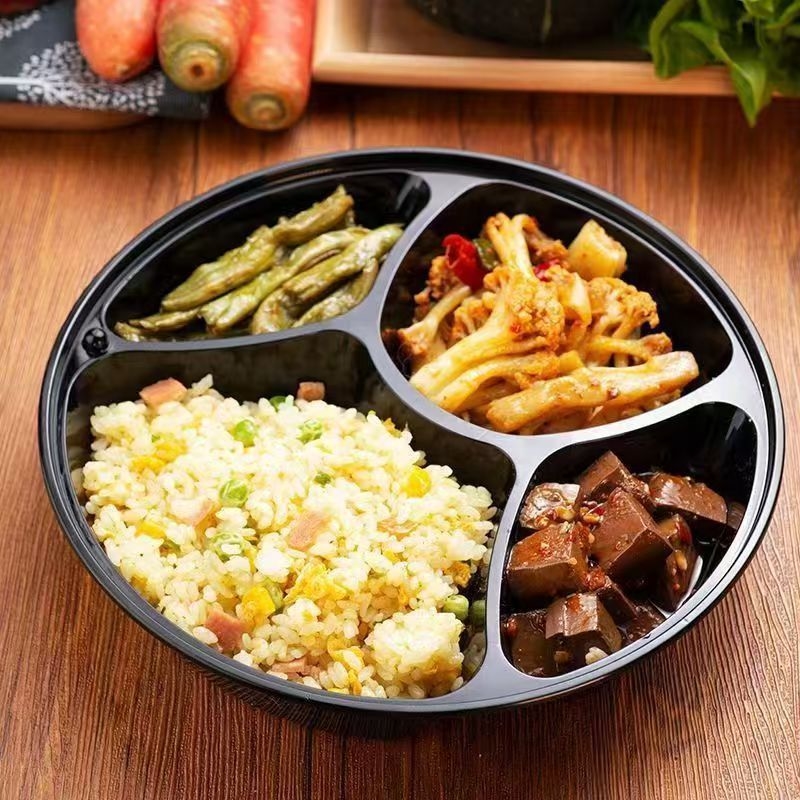 Disposable bowl 838 Round Three-Compartment Packaging Box for -20 deg C-120 deg C Temperature and Food-Grade PP and Freezer-Safe