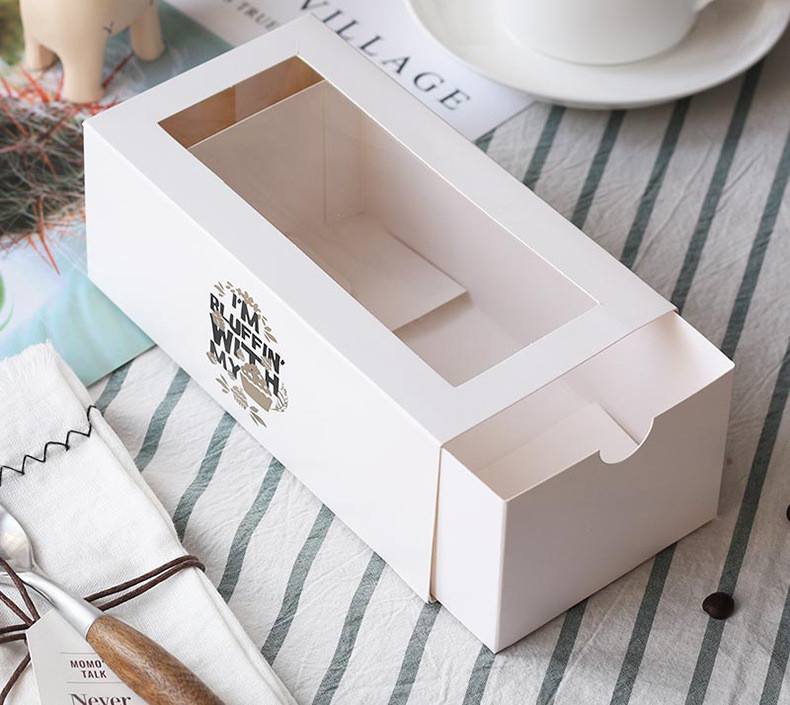 Cake Tart Cardboard Food Packaging Box 17.6x8.5x6.6cm Small White Cardboard Boxes