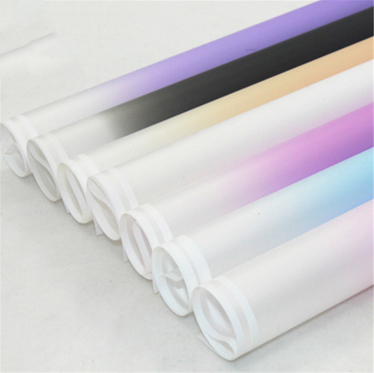 Waterproof OPP Gift Box Wrapping Paper Gradient Matting Flower Packaging Material 58*58cm